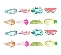 BUTIFULSIC 16 piezas Clips para Cabello Niña con Diseño Animal y Frutas Pinzas Estilo Snap Cómodas y Ligeras para Uso Diario y Fiestas