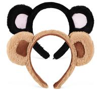 BUTIFULSIC 2 Diademas Elásticas de Peluche Orejas de Oso Tridimensionales para Fiestas de Halloween y Sesiones de Fotos Amigos