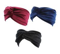 BUTIFULSIC 3 Diademas Deportivas Cruzadas en Negro, Azul y Vino de Tela Elástica Diseño Ajustable, Paquete de 3 Pañuelos Cabeza para Mujer