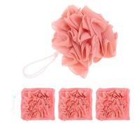 BUTIFULSIC 4 Piezas Esponja de Baño Exfoliante, Esponja de Red de Ducha, Bola, Naranja, de Tela, Espumante y Exfoliante para Adultos, Spa y Ducha