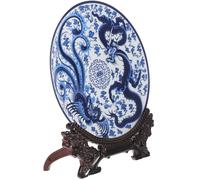 BUTIFULSIC Bandeja Redonda Versátil y Fácil de Limpiar de Cerámica Azul Estilo Chino Adecuado para Reuniones Familiares y de Mesa Elegante