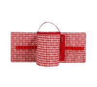 BUTIFULSIC Bolsa para Crochet Portátil de Poliéster Resistente, Organizador de Agujas y Hilo Compartimentos Múltiples, Diseño Rojo y Blanco Patrón de Margaritas, Adecuado para Labores