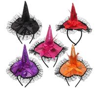 BUTIFULSIC Diadema Accesorios de Tela Creativos y Únicos para Halloween de Bruja Lentejuelas 5 Piezas Varios estilos para Cosplay y Fiesta Varios estilos