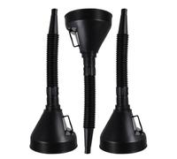 BUTIFULSIC Embudo de Aceite de Plástico Negro para Coches y Motos, Juego Portátil de 3 Piezas Filtro para Llenado Fácil y Seguro