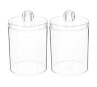 BUTIFULSIC Juego de 2 Frascos Acrílicos Transparentes Tapa para Bolas de Algodón, Organizador de Almacenamiento para Baño Buen Sellado y Diseño Compacto