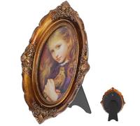 BUTIFULSIC Marco de Fotos Ovalado Vintage de Resina, Estilo Europeo, Color Cobre Antiguo, Tamaño 6 Pulgadas, Decorativo para Pared y Hogar, Portafotos Retro para Dormitorio Familiar