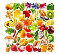 BUTIFULSIC Pegatinas de Frutas y Verduras Superficie Lisa y Papel Adhesivo Doble, 300 Hojas Resistentes para Manualidades DIY y Cuentos Educativos