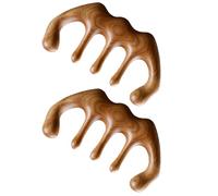 BUTIFULSIC Peine de Masaje de Sándalo Natural Dientes Anchos, Peine Portátil Cuero Cabelludo, 2 Unidades para Cuidado Capilar y Alivio de Estrés en Belleza y Cuidado Personal