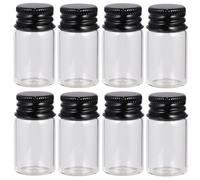 BUTIFULSIC Set de 12 Botellas de Vidrio Transparente de 7ml Tapa de Aluminio Negra, Botellas Pequeñas Rosca, Seguras y Fáciles de Abrir para Uso Medicinal y Viaje