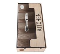 BUTIFULSIC Soporte para Guardar Vajilla Caja de Cubiertos de Cocina Caja Compartimento Multi-grid Madera y Malla de Hierro Organizador Reutilizable Diseño Rústico Vintage para Encimeras