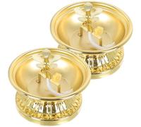 BUTIFULSIC Soporte para Lámpara de Aceite de Aleación Clásica Plato Alto para Lámpara de Cera, Adecuado para Ambiente de Templo Budista, Juego de 2 Piezas