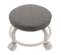 BUTIFULSIC Taburete Giratorio Ruedas 360°, Asiento Redondo de Piel Sintética Gris, 25 Cm de Altura, Móvil y Compacto para Salón, SPA, Pedicura Profesional, Oficina y Hogar