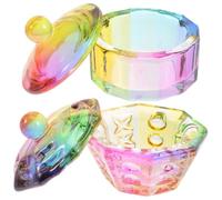 BUTIFULSIC Taza Mezcladora de Polvo de Vidrio con Tapa para Manicura Acrílica, 2 Piezas, Diseño Octogonal, Fácil Inmersión, Adecuado para Salones y Escuelas de Uñas