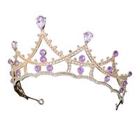 BUTIFULSIC Tocado Novia Lujoso Cristal Morado y Dorado, Diadema para Boda y Fiesta, Accesorio Delicado para Fotos de Festival y Celebración Elegante