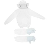 BUTIFULSIC Traje Apicultor Blanco de 1 Set Guantes de Poliéster y Gamuza, Ropa Protectora para Abejas que Promueve la Circulación de Aire y Protege Eficazmente