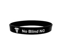 Butler & Grace No Blind NG - Pulsera de identificación médica, pulsera de alerta de silicona para conciencia de bypass gástrico, soporte de cirugía bariátrica, color blanco y negro