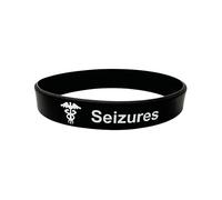 Butler & Grace Pulsera de identificación médica de alerta de convulsiones, pulsera de alerta de silicona para concienciación sobre la epilepsia, color blanco y negro