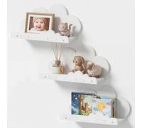 BUTORY 3 estantes flotantes en forma de nube montados en la pared, estante para libros de guardería, fácil de instalar, estantes de nube con tornillo para habitación de los niños, dormitorio, sala de