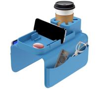BUTORY Bandeja de silicona con soporte para bebidas, versátil para sofá, con bolsillo lateral, soporte para aperitivos para mando a distancia, color azul marino