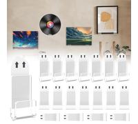 BUTORY de 18pcs Records de vinilo Montaje Auto adhesivo Records acrílicos Soportista Clear Vinyl Records Pantalla de pared No Drill Vinyl Records Estantes flotantes para cubiertas de álbum