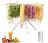 BUTORY Secador de fideos para secar pasta plegable con 10 asas de barra desmontables, hasta 2 kg, reutilizable para pasta, fideos reutilizables