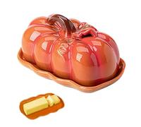 Butter Dish | Pumpkin Food Holder | 18.3x10cm Halloween Snack Holder With Lid Convenient Cleaning For Kitchen Dining Room Fall Centerpiece Thanksgiving Dinner Party Butter Cheese Fruit Steak Dessert
