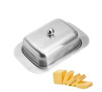 Butter Dish With Lid Non-Slip Airtight Container Storage Box Kitchen Fridge Refrigerator Holder Fresh Scoop Durable Stainless Steel Easy Clean Compact Practical 18.5×12.2×6.7cm Daily Use Organization