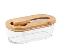 Butter Tray - 300ml Airtight Glass Storage Container | Clear Vintage Square Butter Dish With Lid For Cheese, Butters And Snacks, Food Storage For Refrigerator, Kitchen Countertop, Office, Dorm, Picnic