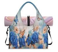 Butterflie Flowers - Bolsa deportiva de lona para mujeres y hombres, bonita bolsa de fin de semana con compartimento para zapatos, bolsa de hombro para yoga, gimnasio, viajes, color, L, Organizador de