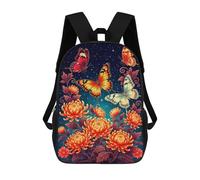 Butterflies And Chrysanthemums in Starry Night Mochila Escolar Para El Trabajo, Negocios, Universidad Y Escuela Para Hombres, Mujeres Y Adolescentes 17inch