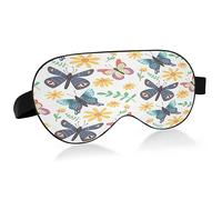 Butterflies and Wildflowers Sleep Mask Lightweight Soft Breathable Eye Mask with Adjustable Strap Blackout Eye Mask for Women Men for Travel Night Sleeping