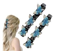 Butterflies Braid Clip, Shiny Hairpin Duckbill Clip for Girls and Women, Elegant Hair Styling Barrette for School, Weddings, and Work Fashion Girls and Women Butterflies Braid Jewelry Clip