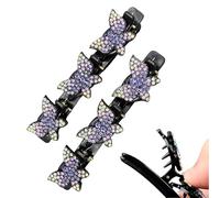 Butterflies Braid Clip, Shiny Hairpin Duckbill Clip for Girls and Women, Elegant Hair Styling Barrette for School, Weddings, and Work Fashion Girls and Women Butterflies Braid Jewelry Clip