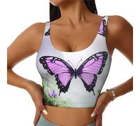 Butterflies in the Jungle Sujetadores deportivos de alto soporte para mujer - Tops de entrenamiento cómodos y elegantes | Plus, Negro , X-Large