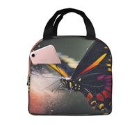 Butterflies in the Mist - Bolsa de almuerzo aislada duradera y elegante con papel de aluminio grueso, bolsa de almuerzo totalmente aislada para mujeres y hombres.