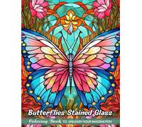 Butterflies Stained Glass: Christmas Coloring Pages with Butterflies Stained Glass for Stress Relief and Relaxation (Coloring Books for Kids & Adults)