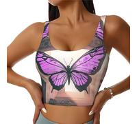 Butterflies Under the Sunshine Sujetadores deportivos de alto soporte para mujer - Tops de entrenamiento cómodos y elegantes | Plus, Negro , S