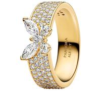 Butterfly 14 k Gold-Plated Ring with Clear Cubic Zirconia