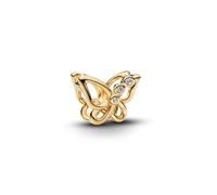 Butterfly 14k Gold-Plated Charm with Clear Cubic Zirconia