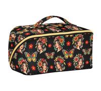 Butterfly American Traditional Tattoo Art_00001_00001 Bolsa de viaje con divisores Bolsa de maquillaje portátil con asa, accesorios de viaje