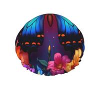 Butterfly Among Flowers - Gorro de ducha impermeable reutilizable para mujer, cubierta elástica para el cabello, para baño, spa, viajes y uso diario