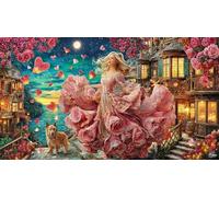 Butterfly-Among-Roses-and-Hearts 1000 Piezas Puzzle Educativo Papel Reciclado Juego Familiar Desafiante para Adultos 38x26/1000pcs