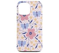 Butterfly and Flowers Blush Pink Blue Cute Botanical Garden Carcasa para iPhone 13 Pro MAX