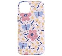 Butterfly and Flowers Blush Pink Blue Cute Botanical Garden Carcasa para iPhone 14 Plus