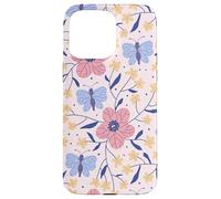 Butterfly and Flowers Blush Pink Blue Cute Botanical Garden Carcasa para iPhone 15 Pro MAX