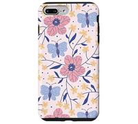 Butterfly and Flowers Blush Pink Blue Cute Botanical Garden Carcasa para iPhone 7 Plus/8 Plus