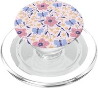 Butterfly and Flowers Blush Pink Blue Cute Botanical Garden PopSockets PopGrip para MagSafe