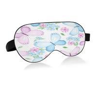 Butterfly and Flowers Sleep Mask Lightweight Soft Breathable Eye Mask with Adjustable Strap Blackout Eye Mask for Women Men for Travel Night Sleeping