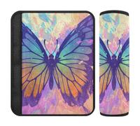 Butterfly Beautiful Purple - Paquete de 2 correas de hombro que protegen tu cuello y hombros para funda de auto para cinturón de carro