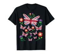 Butterfly Beautiful with UK flag Women girl kids Union Jack Camiseta